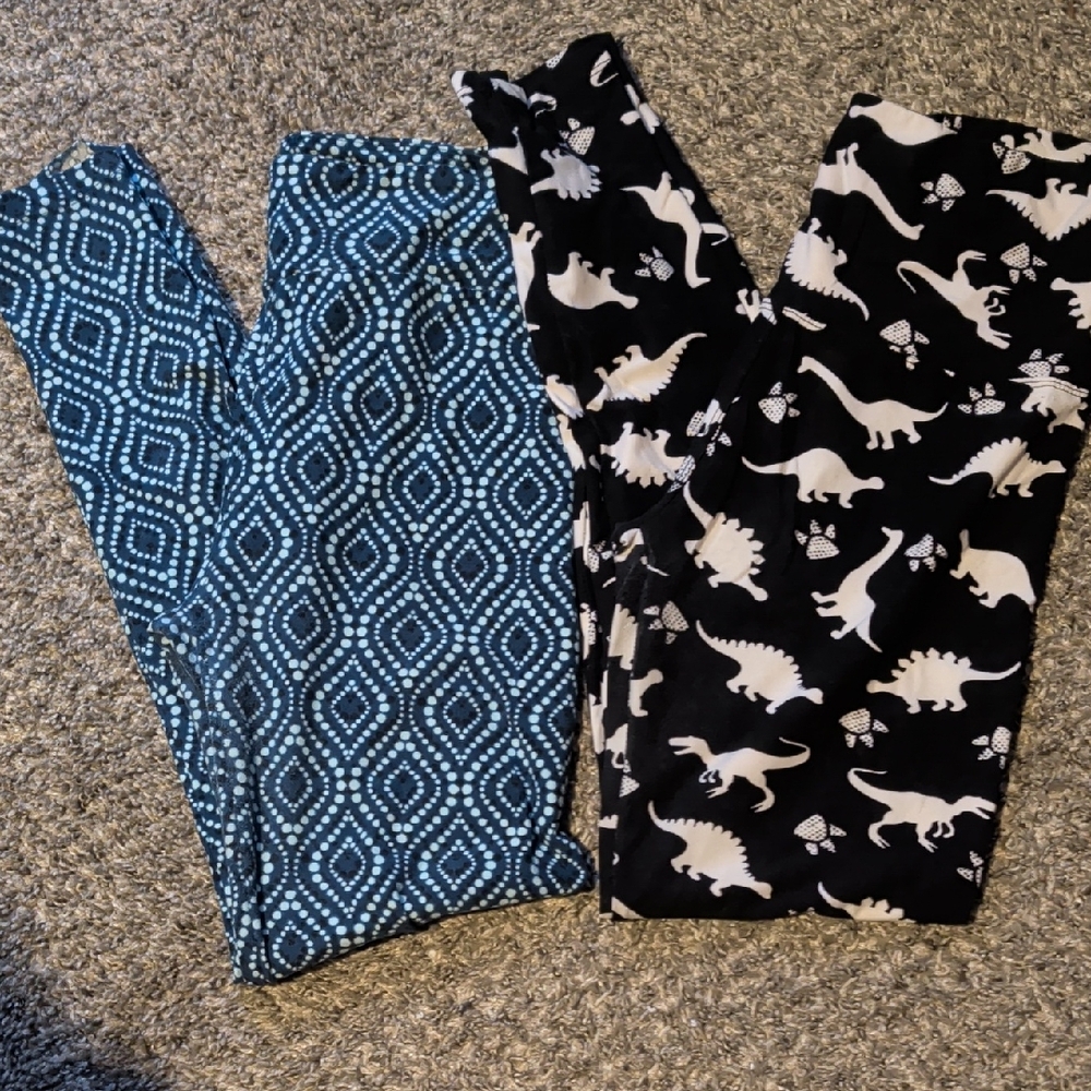 Kids Patterned Leggings Set - Blue and Black